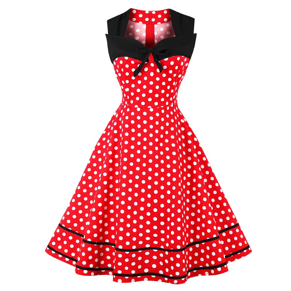 Red And White Polka Dot Cotton Robe Pin Up Swing Flare Retro Party Vintage Dress
