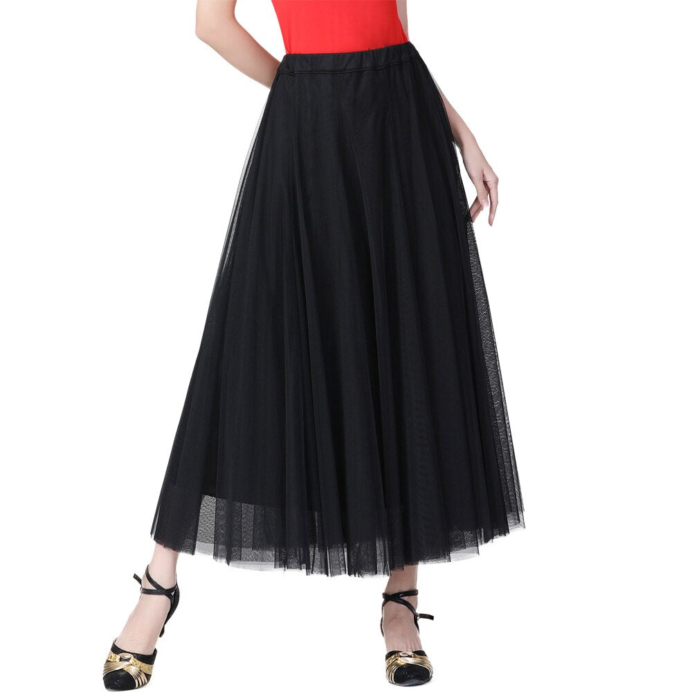 Women Long Tulle Maxi Mesh Skirt for Dance Performance Costume Party Carnival Outfit Ankle Length  A Line Belly Dance Skirt