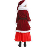 (Dress+Hat+Belt) Kids Girl Red Velvet Christmas Costume Fancy Dress Santa Claus Cosplay Uniform New Year Xmas Party Outfit