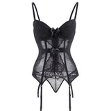 Adjustable Straps Sexy Lingerie Women Underwear Transparent Lace Bra Corset Padded Bustier With Suspenders Backless Corsets 6XL