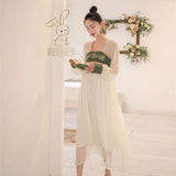 Vintage Elegant Dress Women Autumn Lace Chiffon Patchwork Party Midi Dress Female Korean Japan Style One-piece Dress Women 2020