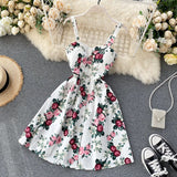 Sexy Floral Print Holiday Summer New Backless Elegant Strapped Beach Dress Women's Mini