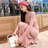 2021 Autumn Winter Thick Straight Sweater Dress Women O-Neck Sweater Dress Elegant Female Slim Knit Vestidos