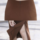 Women Ladies Spring Autumn Solid Office Wear Midi Formal High Waist Pencil Skirts