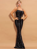 Sequin Floor-length Evening Dress Slim Elegant Mermaid Formal Dress Sleeveless Party Gown Spaghetti Strap Vestidos Robe