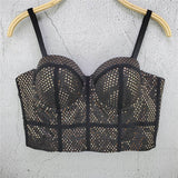 Crop Top With Built in Bra Women Mesh Bright Sequins Cropped Top Sexy Corset To Wear Out Nightclub Push Up Chest