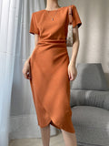 New 2021 Women Summer Bodycon Dresses Female High Waist Elegant Fashion Slit Knee-Length Vestdios