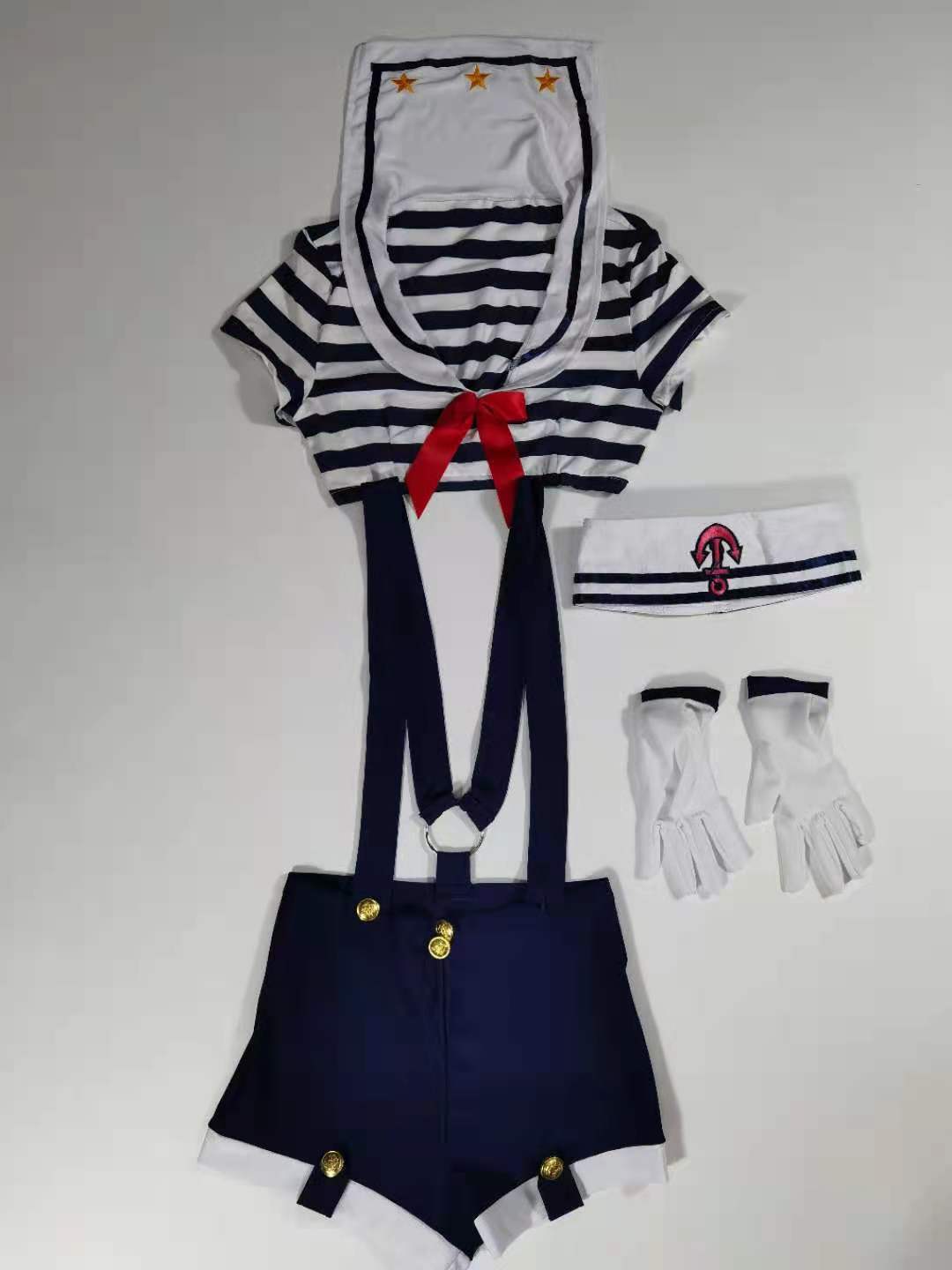 Sexy Striped Navy Costume Set Adult Women Halloween Cosplay Sailor Uniform Outfit Stage Performance Clothing