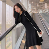 Autumn Winter Women Casual A-line Sweater Dress Female Long Sleeve Knitted Mini Dress Vestidos