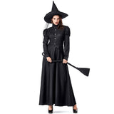 Cosplay Adults and Kids Gothic Witch Costume Set Children Halloween Party Wizards Fancy Dress for Women Girls