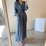 Casual Bohemian Summer Autumn Dress V Neck  Vintage Floral Printed Long Maxi Dresses  Beach Holiday Vestido New arrival