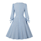 1950s Elegant Floral Print V Neck Long Sleeve Robe Pin Up Retro Fashion Casual Dress Streetwear
