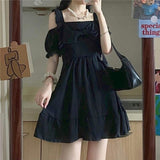 Kawaii Party Mini Dress Ladies 2021 Summer Sweet Cute Sexy Clothes for Women Ruffle Off Shoulder Elegant Korean Style Sundresses