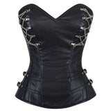 Gothic Sexy Overbust PU Corsets and Bustiers Spiral Steel Boned Zipper Steampunk Lingerie Body Shaper