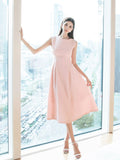 2021 Elegant Summer Party Women High Waist Sexy Sleeveless Pink A-Line Office Ladies  Tank Dress Vestidos