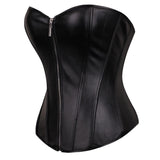 Overbust Corset Push Up Women's Plus Size Zip Bustier Corset Lingerie Tops Slimming Body Shapewear Faux Leather Corselet