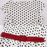 Elegant Polka Dot Cotton Summer Cap Sleeve Robe Pin Up Swing Casual Retro Vintage Dress