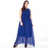 Plus Size Women Casual Beach Party Sleeveless Long Maxi Chiffon Bohemian Dress Beachwear