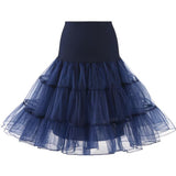 Women Underskirt Petticoat Vintage Rockabilly Tulle Skirt Black Puffy Elastic High Waist Pleated Swing Skirt