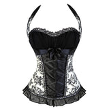 Halter Corsets Sexy Lace Up Overbust Corselet With Cup Lingerie Satin Side Zipper Corset and Bustiers Women Vest Bustier