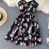 Sexy Floral Print Holiday Summer New Backless Elegant Strapped Beach Dress Women's Mini