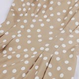 Khaki Color High Waist Elegant Polka Dot Vintage Long Sleeveless Pocket Side Ladies Midi Retro Dress