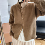 Women Elegant Single-breasted Cardigans Casual Loose Knitted Sweater Coat Tops Streetwear