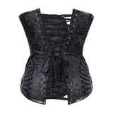 Steampunk Gothic Faux Leather 14 Spiral Steel Boned Overbust Corset Korse Black Goth Sexy Punk Bustiers