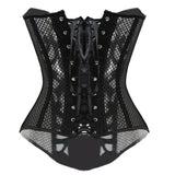 Black White Women Sexy Lace up Boned Overbust Corsets And Bustiers Top Waist Cincher Shaper Plus Size S-6XL