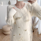 Winter Autumn Korean Chic Slim Knit Sweater Dress Women Knitted Mesh Spaghetti Strap Dress Female Long Sleeve Vestidos