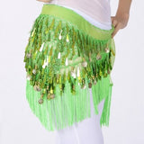 Belly Dancing Belt Colorful Waist Belly Dance Hip Scarf Belt Decor Coins Beads Sequins Fringed Triangle Skirt