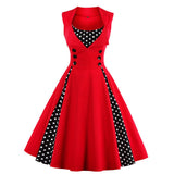 Robe Vintage 50s 60s Retro Cotton Patchwork Pin Up Swing Party Polka Dot Women Casual Dresses