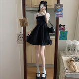 Summer Black Vintage Hepburn Dresses Women Elegant Korean Gothic High Waist Kawaii Dresses Female Casual Sweet Party Dress 2021