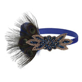 1920s Peacock Feather Headpiece Flapper Accessories Women Art Deco 20s Great Gatsby Showgirl Headband Costume Party Hairband