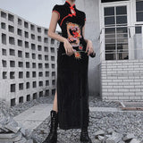 Gothic Women Dress Cheongsam Chinese Style Skinny Mini Dress Streetwear Sexy Vintage Harajuku Summer Women Clothing Slim 2021