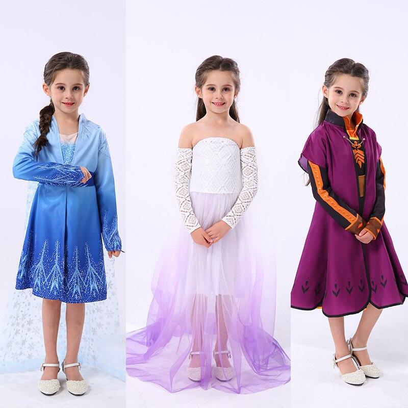 Girls Elsa Anna Dress Snow Queen Costumes Cosplay For Kids Dress Princess Disfraz Carnaval Vestido De Festa Infantil Congelad