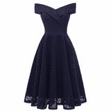 1950s Vintage Black Lace Off Shoulder Robe Tunic Swing Elegant Evening Party Formal Dress