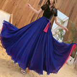 Dance Chiffon Long Women Elegant Casual High Waist Boho Beach Maxi Skirts Wear On Both Sides