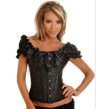 Puff Ruffle Renaissance Sleeves Overbust Corset Strapless Jacquard Brocade Corset Vest Top Gothic Clothes