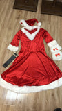 Christmas Santa Claus Costume For Women Adult Fancy Cosplay Costumes Xmas Party Red Velvet Long Dress Belt Hat Foot cover