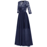 Formal Women Sleeve V Neck Lace Chiffon Runway Beach Maxi Long Wedding Party Dress