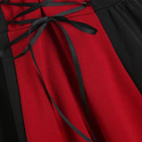 Retro Vintage Gothic Punk Dress Streetwear Short Sleeve Red Black Patchwork Rock Tunic 50s 60s Swing Rockabilly Party Jurken