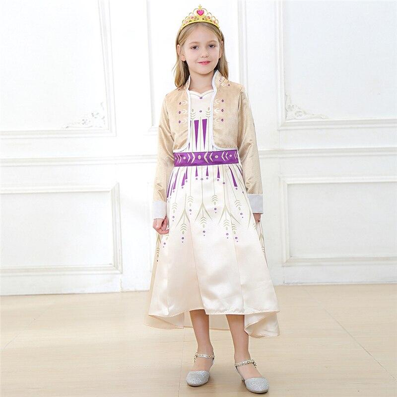 Deluxe Girls Anna Costume Snow Queen Princess Dress Halloween Costume For Kids Christmas Cosplay Dress Up