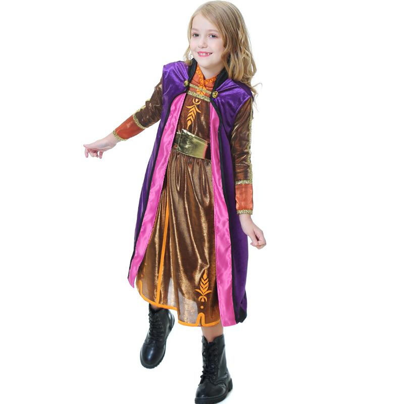 New Arrival Anna Costume Cosplay Girls Snow Queen Dress Halloween Costume For Kids