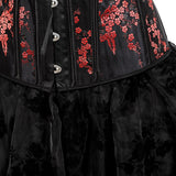 Women Vintage Floral Corset Dress Plum Flower Lace Up Broacde Corset Top With Asymmetrical High Low Floral Skirt Set Plus Size