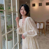 Korean Fashion Vintage Midi Dress Party Long Sleeve Sweet Y2k Dress Lace Design 2021 Autumn Evening Elegant Dress Women Casual