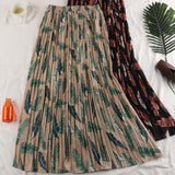 Print Summer Floral Casual Sexy Boho Beach Chiffon Pleated Maxi A-Line Long Skirts