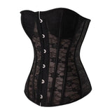 Sexy Women Gothic Corset Top Transparent Floral Lace Body Shapers Slimming Corselet Steel Bones Overbust Corsets Bustiers