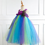 Deluxe Peacock Princess Costume Cosplay For Girls Long Dress Halloween Costume For Kids Carnival Party Dress Up Suit