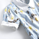 Peter-Pan Collar Daisy Print Floral Elegant Vintage Puff Sleeve Rockabilly Cotton Pinup Midi Dress